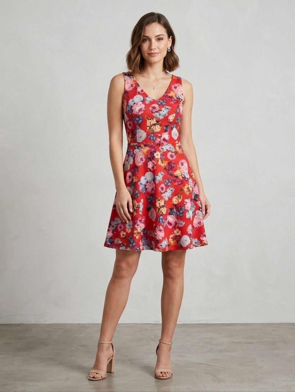 Poof Couture Floral Skater Dress Size L